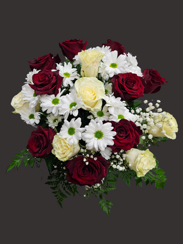 Bouquet roses et marguerites