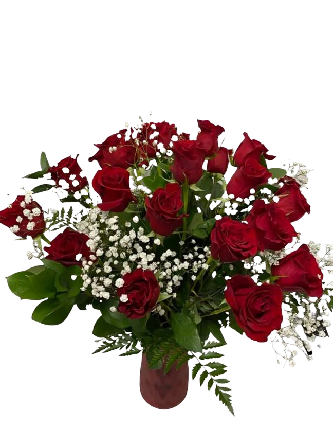 Flamme Éternelle – Vase de Roses Rouges Passionnées Reference: RDF-N112