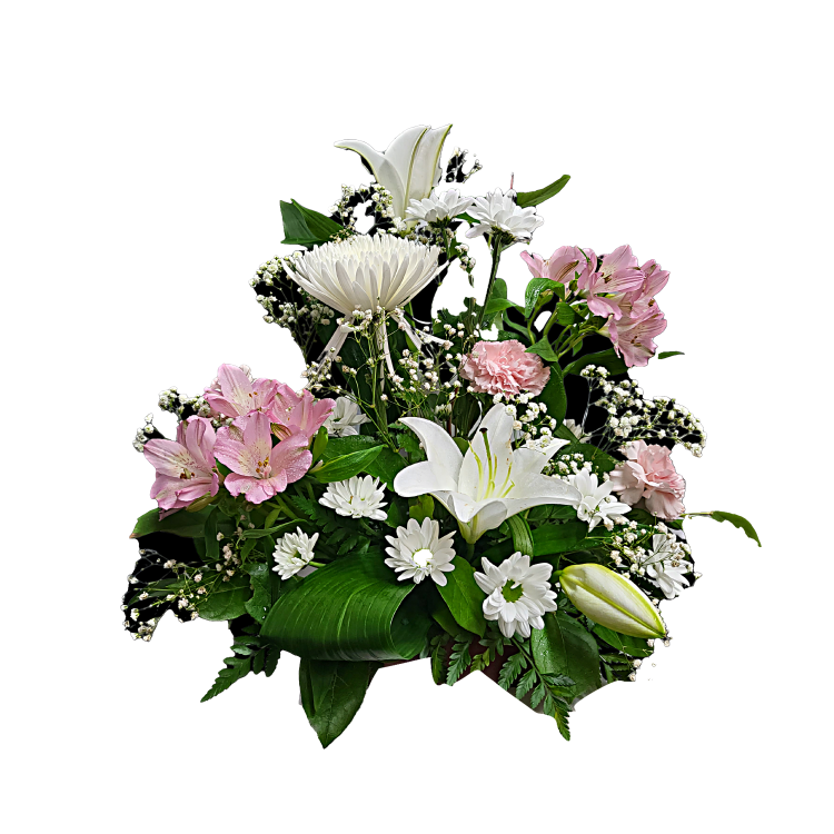 Gerbe Florale Funéraire – Douceur en Rose et Blanc - Référence 22C10