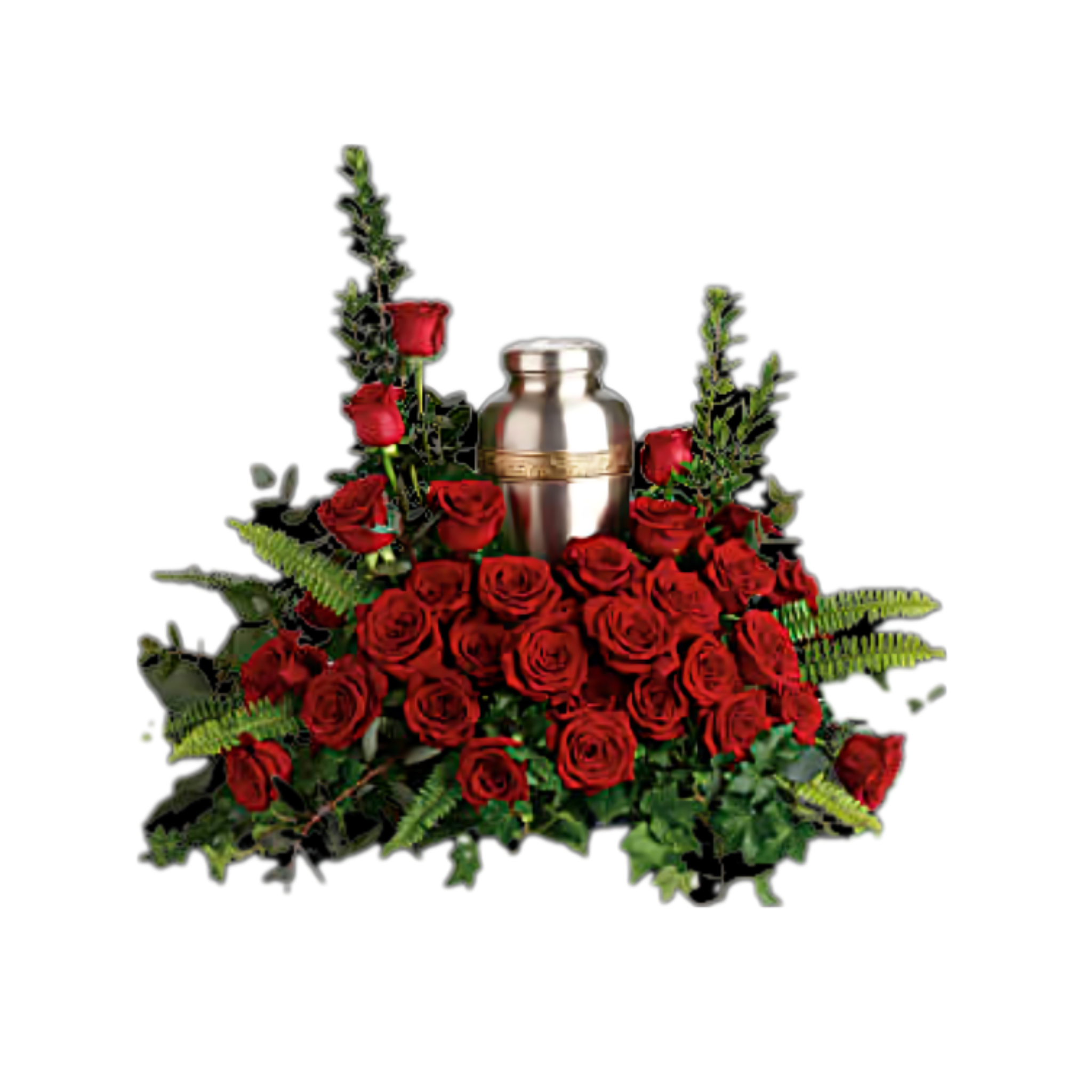 Bases D'urne Florale Élégante pour un Dernier Hommage – Urne Rouge Passion Référence 24CU203