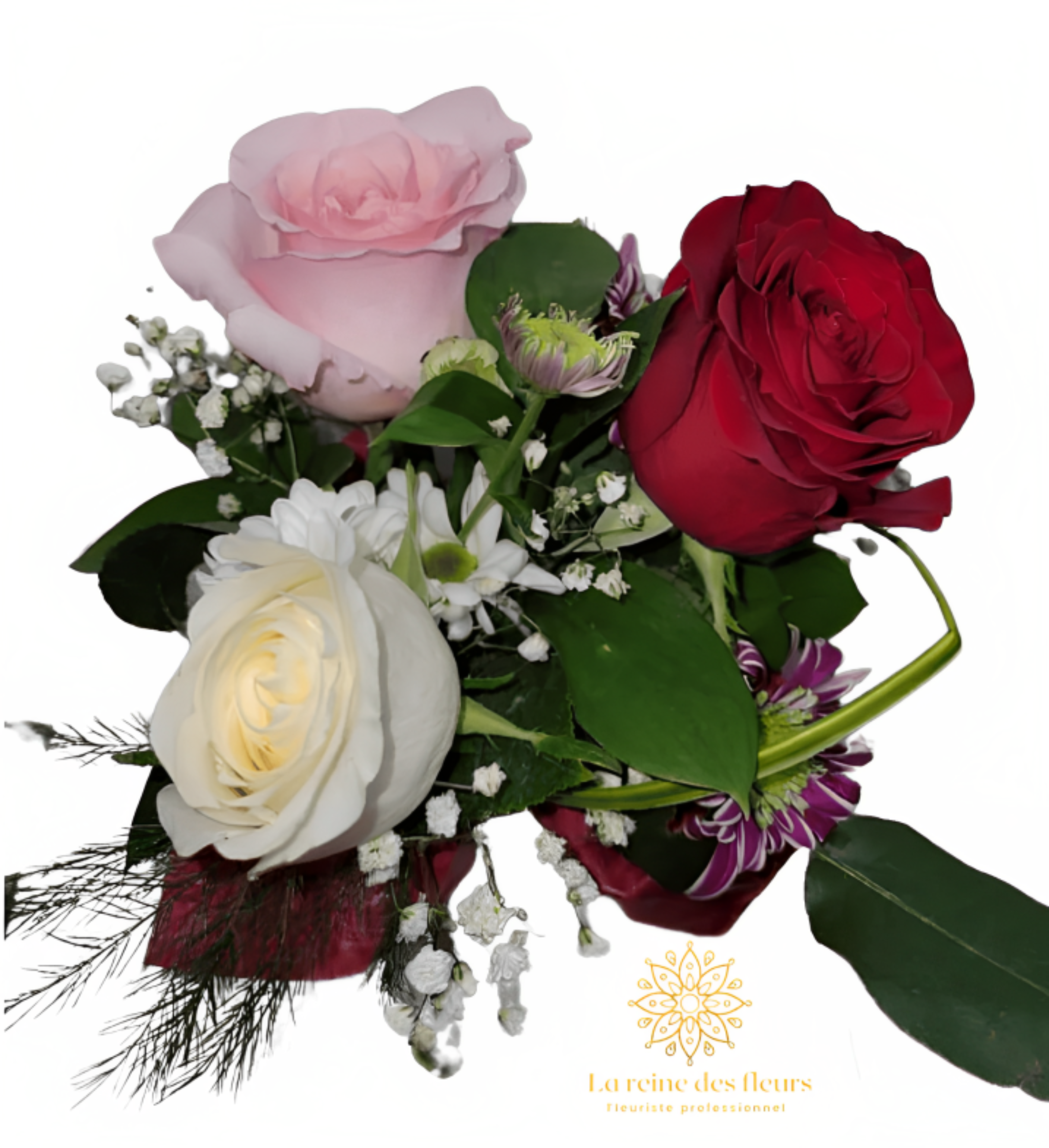 Bouquet-Vase Cube – Élégance Minimaliste en Roses Assorties