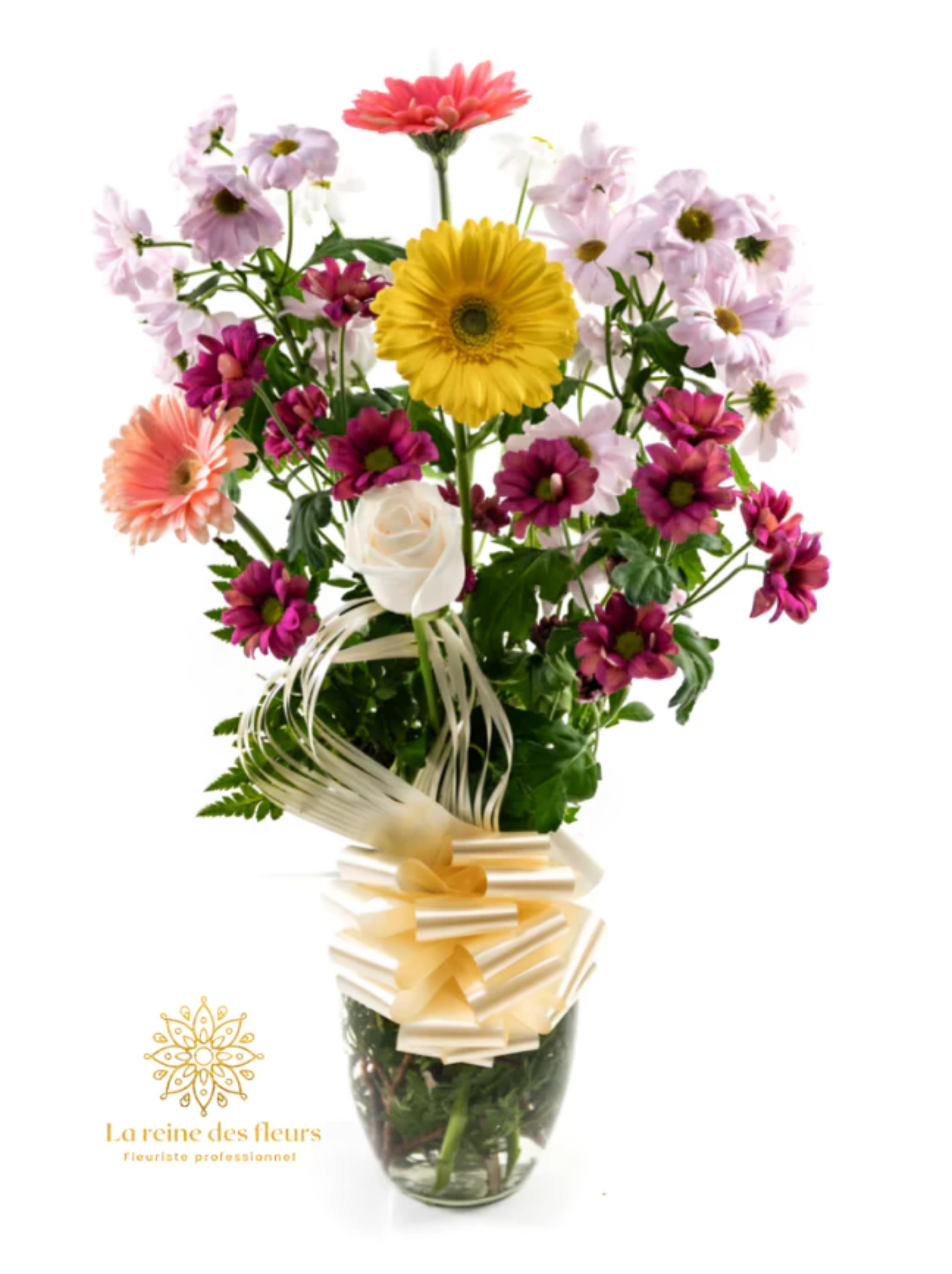 Bouquet Reine Des Fleurs – Harmonie Florale en Vase Élégant – Référence 22M4