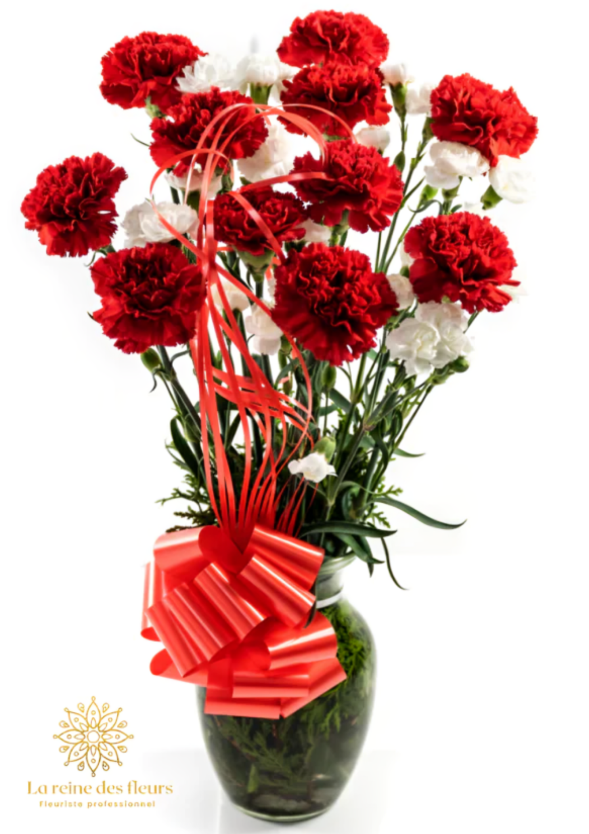 Bouquet Reine Des Fleurs – Harmonie Passion & Pureté en Vase Royal – Référence 22M3