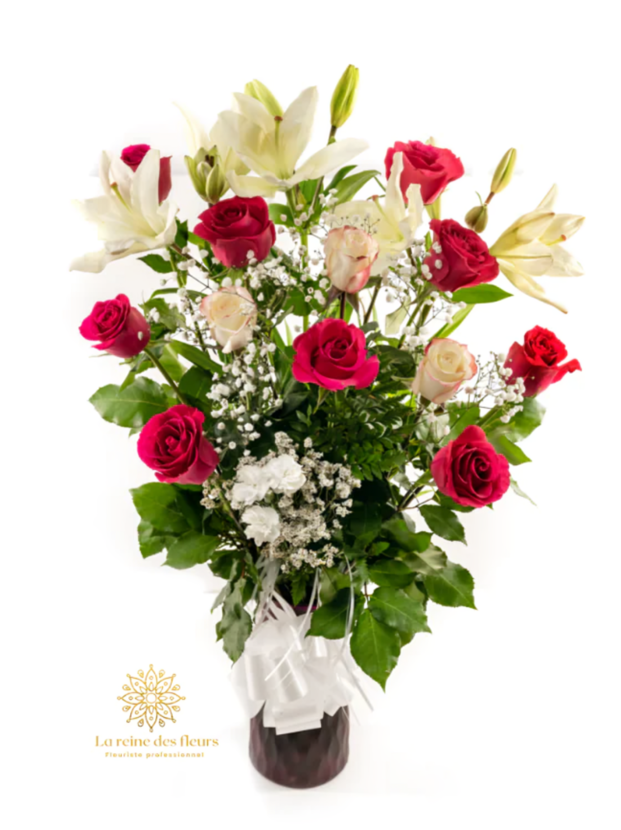 Bouquet Reine Des Fleurs – Majesté Florale en Vase Élégant – Référence 22M7