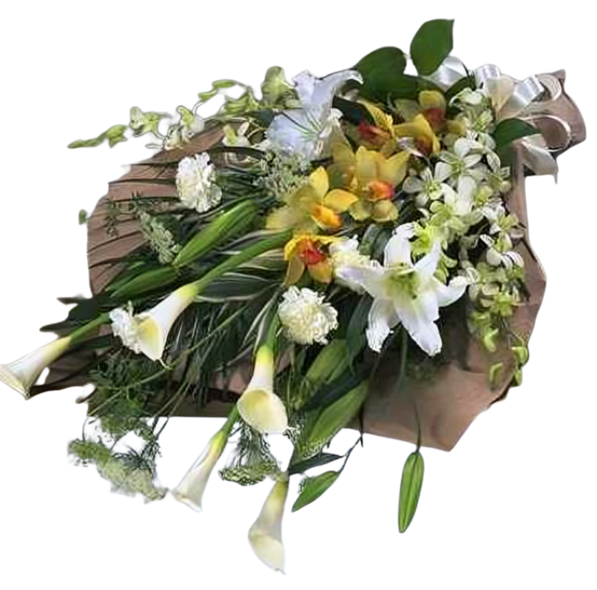 Bouquet Surprise Éclat – Blancheur & Éclat d’Orchidée Jaune