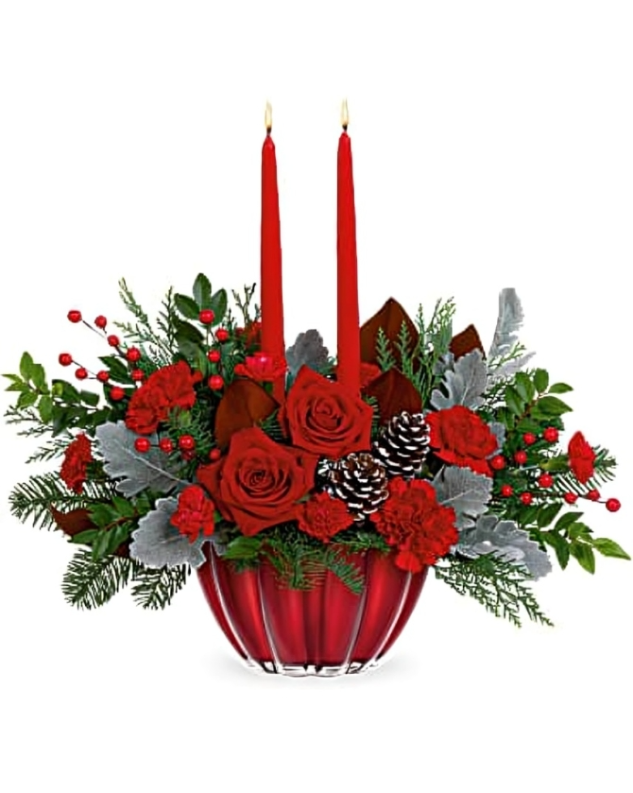 Centre de Table Rose Cramoisie – Magie Festive en Verre Festonné – Référence T22X105A