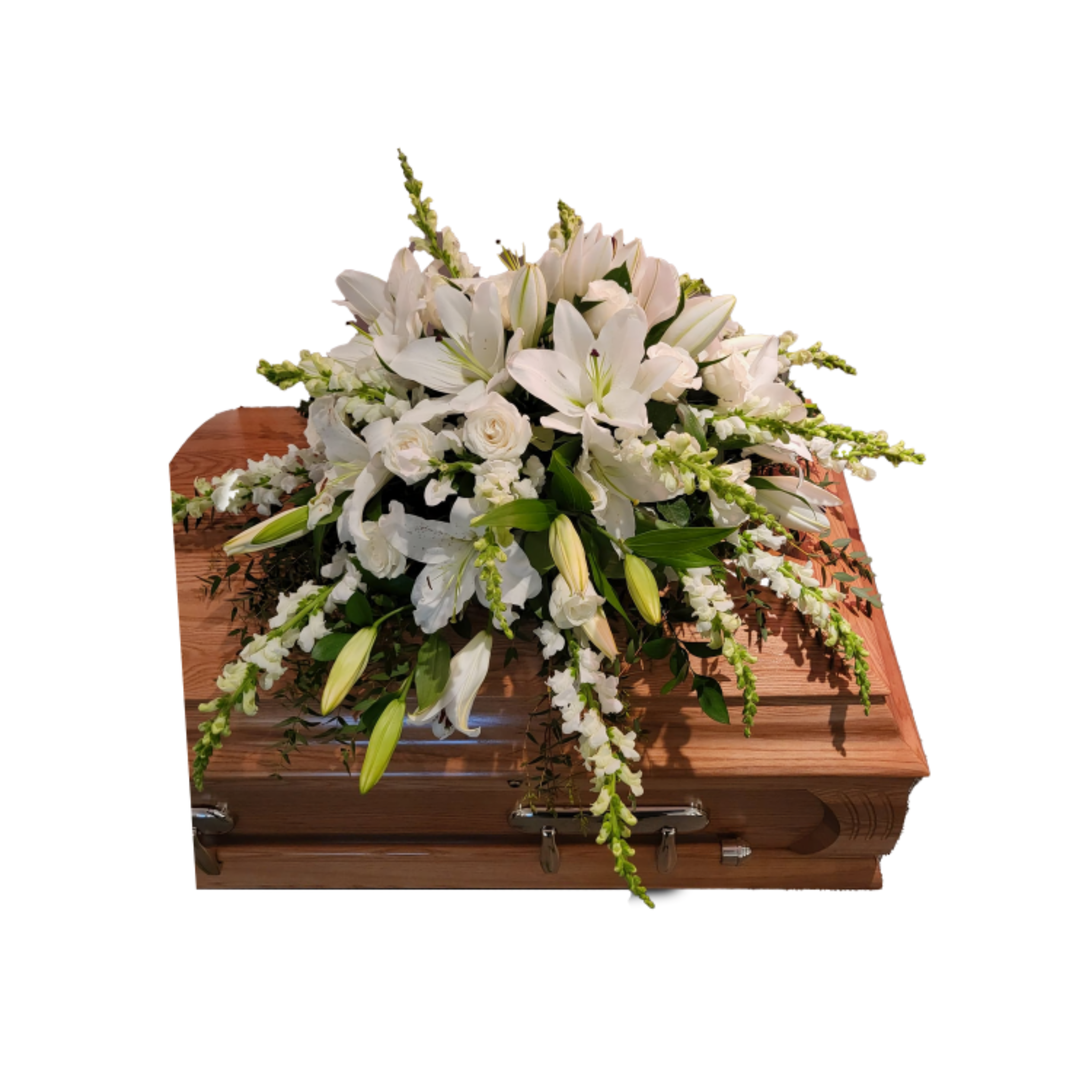 Coussin de Cercueil Blanc – Élégance Florale pour un Dernier Hommage – Référence 22C412
