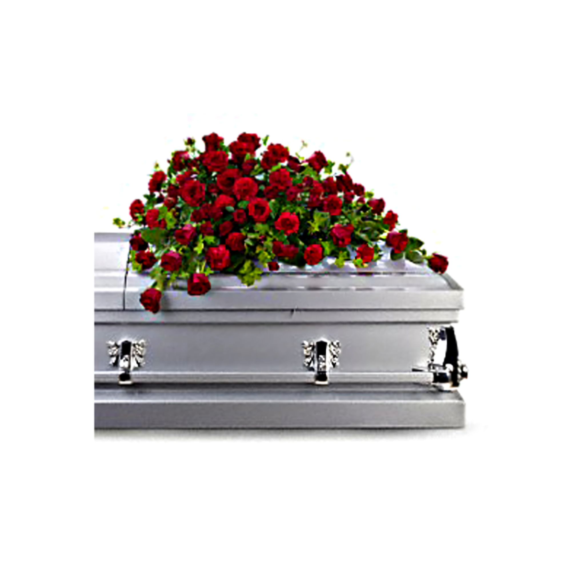 Coussin de Cercueil Hommage Rouge Intense – Gerbe Florale Élégante en Roses et Œillets – Référence T225-3A