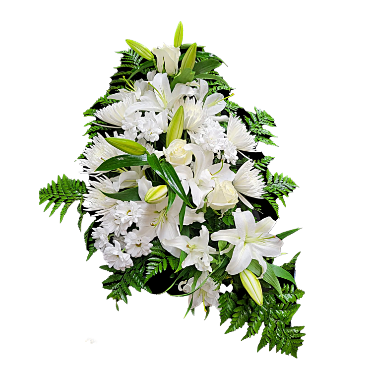 Gerbe Florale Condoléances – Élégance et Sérénité en Fleurs Blanches - Référence RDF-22C601