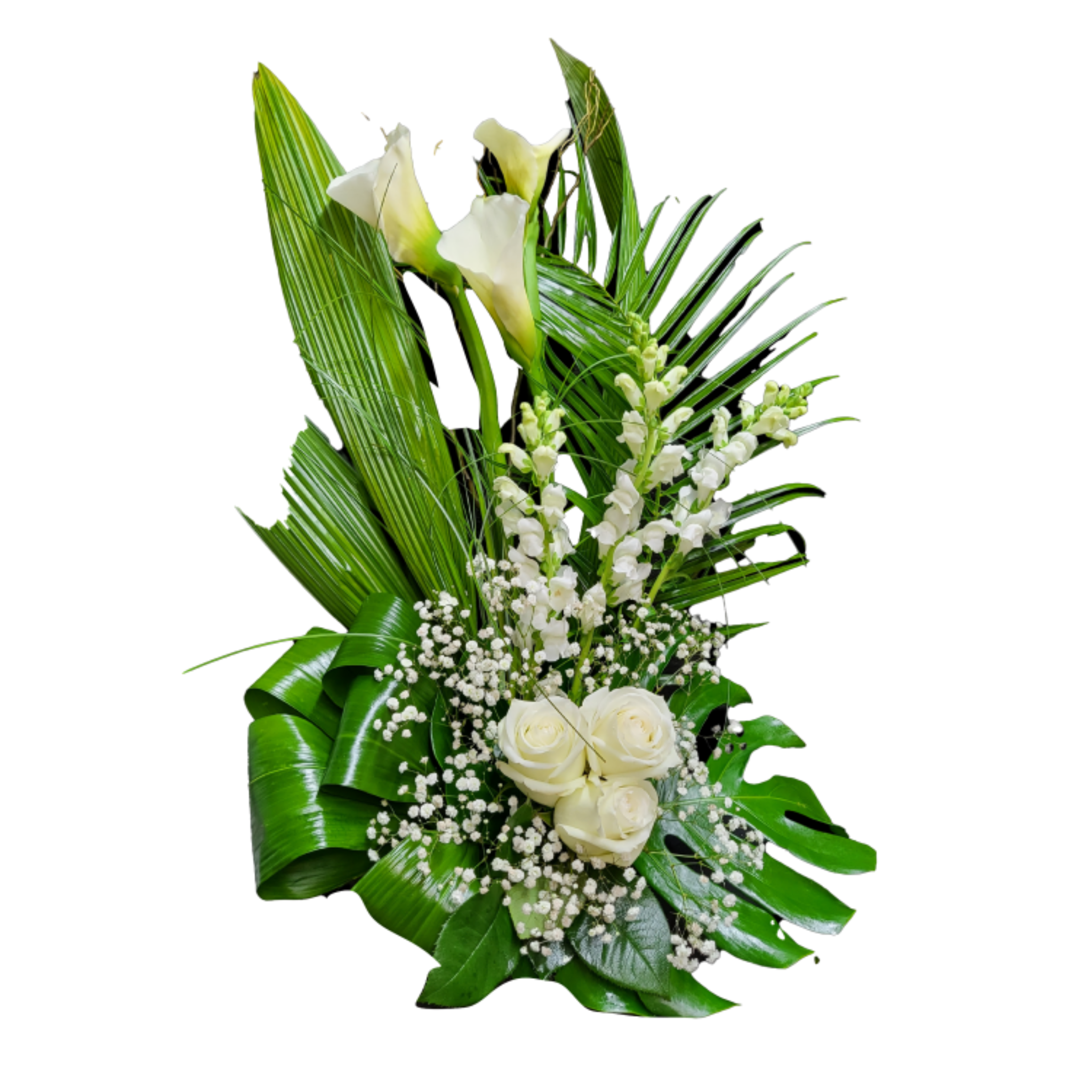Gerbe Florale Funéraire – Arrangement Zen - Référence 24C03