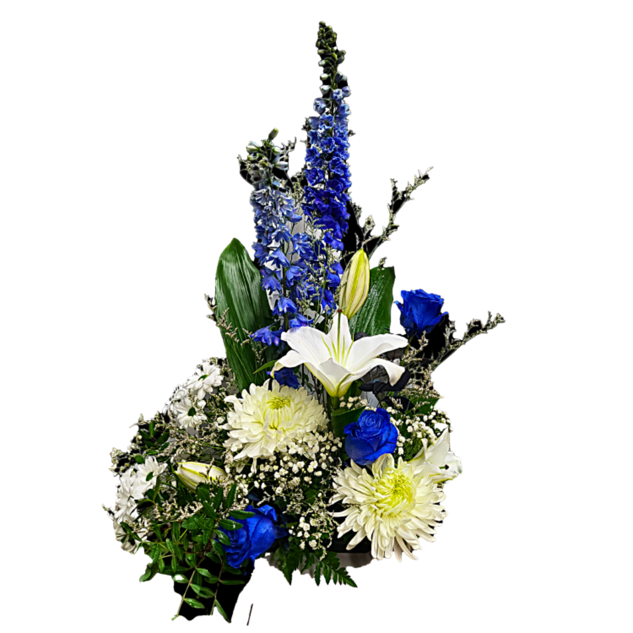 Gerbe Florale Funéraire – Beauté en Bleu - Référence 24c06