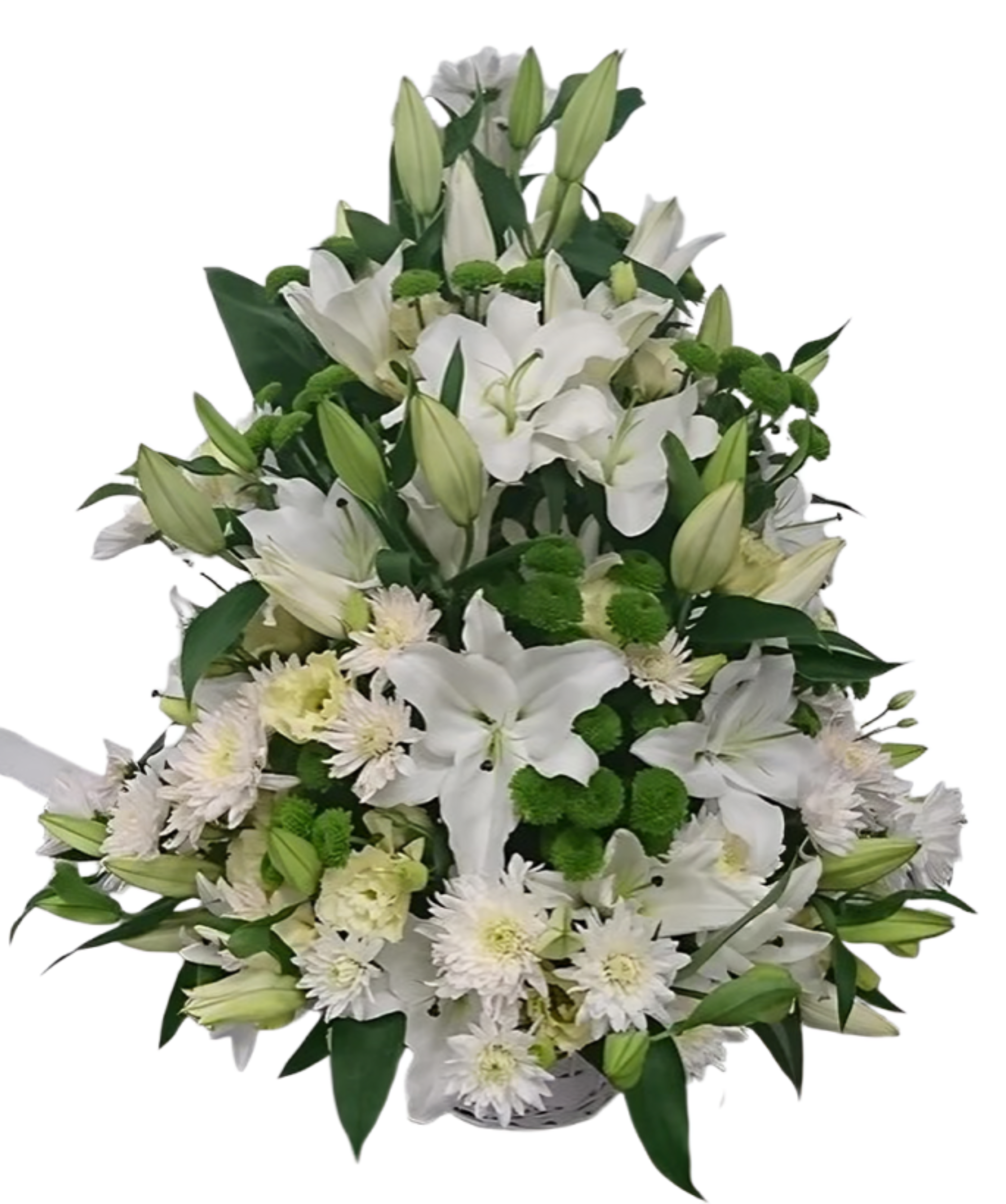 Gerbe Florale Funéraire – Corbeille d'Élégance en Blanc - Référence Composition de fleurs blanches 