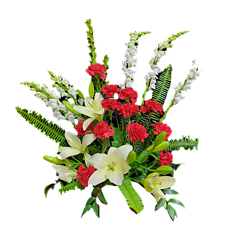 Gerbe Florale Funéraire – Harmonie de Rouge et Blanc - Référence RDF-C611