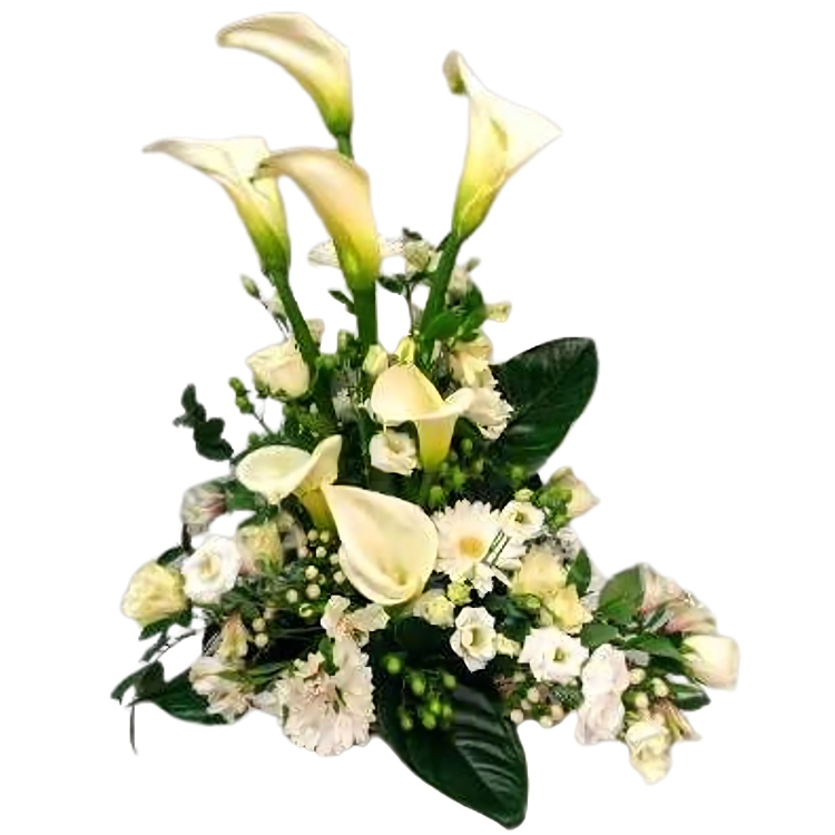 Gerbe Florale Funéraire – Pureté Intemporelle - Référence Composition florale blanche (Calla)