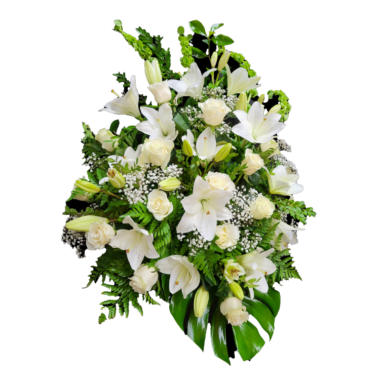 Gerbe Florale Funéraire – Pureté et Sérénité en Blanc - Référence RDF-C615