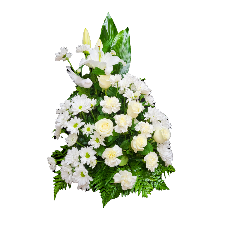Gerbe Florale Funéraire – Pureté et Élégance en Blanc - Référence 24C300