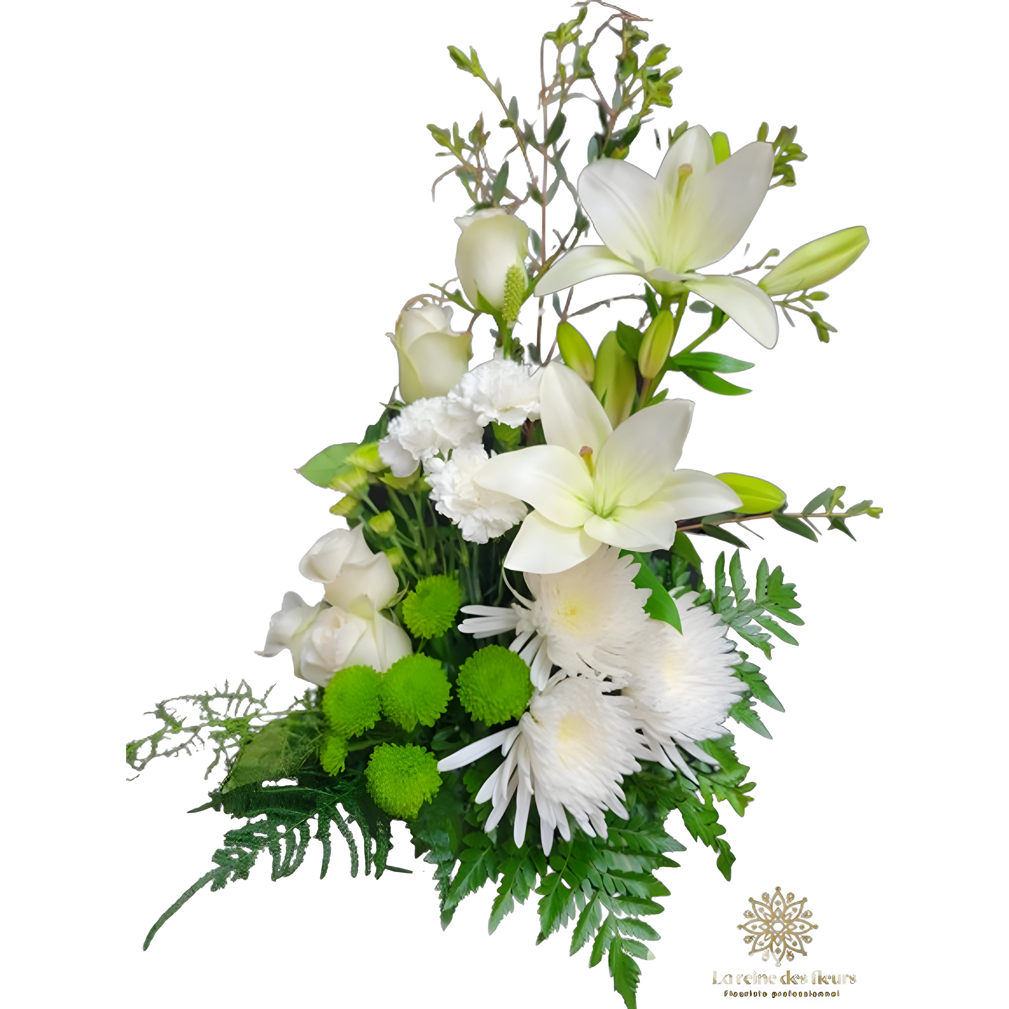 Gerbe Florale – Harmonie de Lys, Chrysanthèmes et Roses - Référence 22C602 La Reine Des Fleurs 