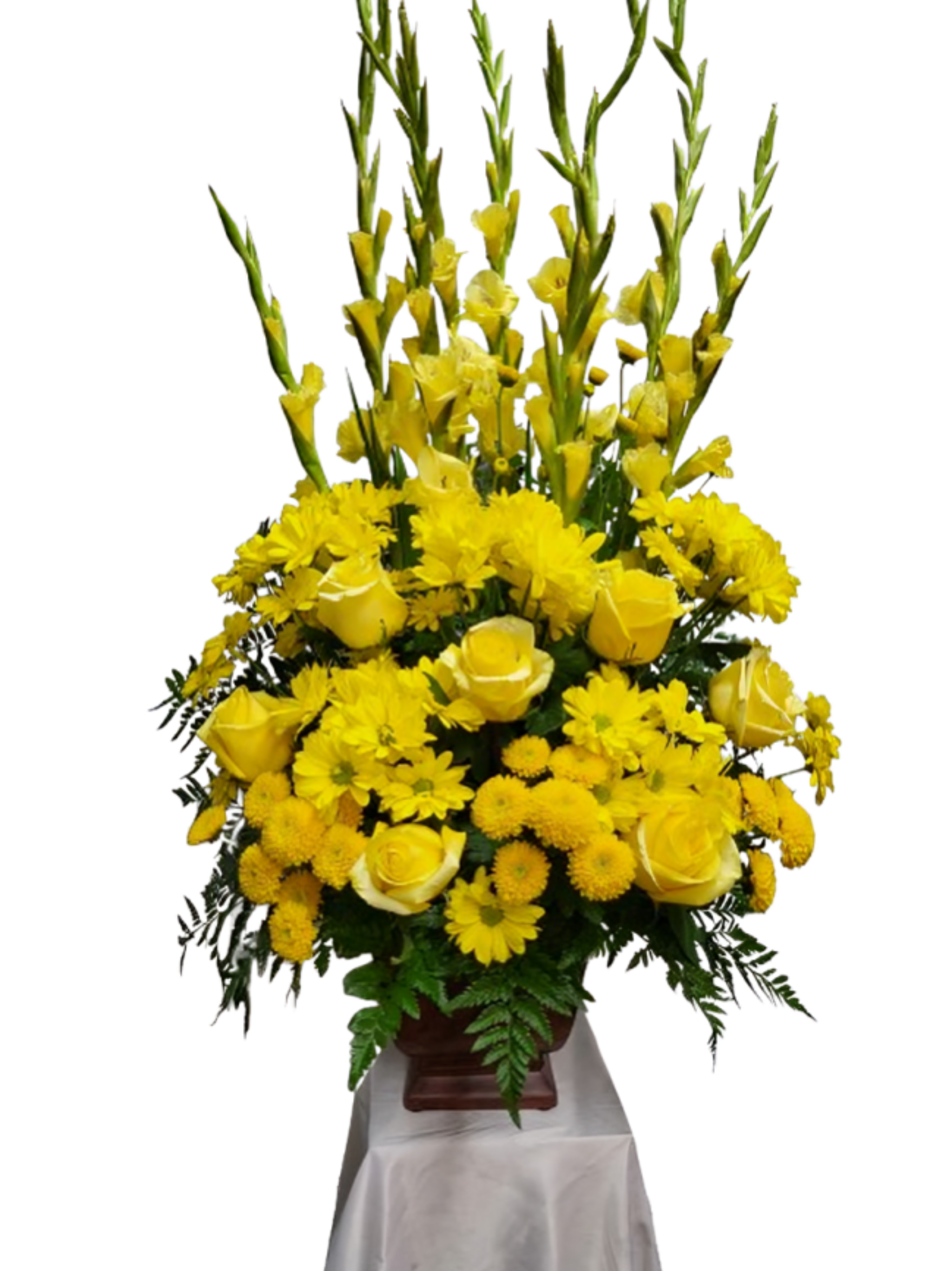 Gerbe Florale Lumière de Soleil – Un Hommage Rayonnant de Douceur et d'Espoir - Référence 24C05