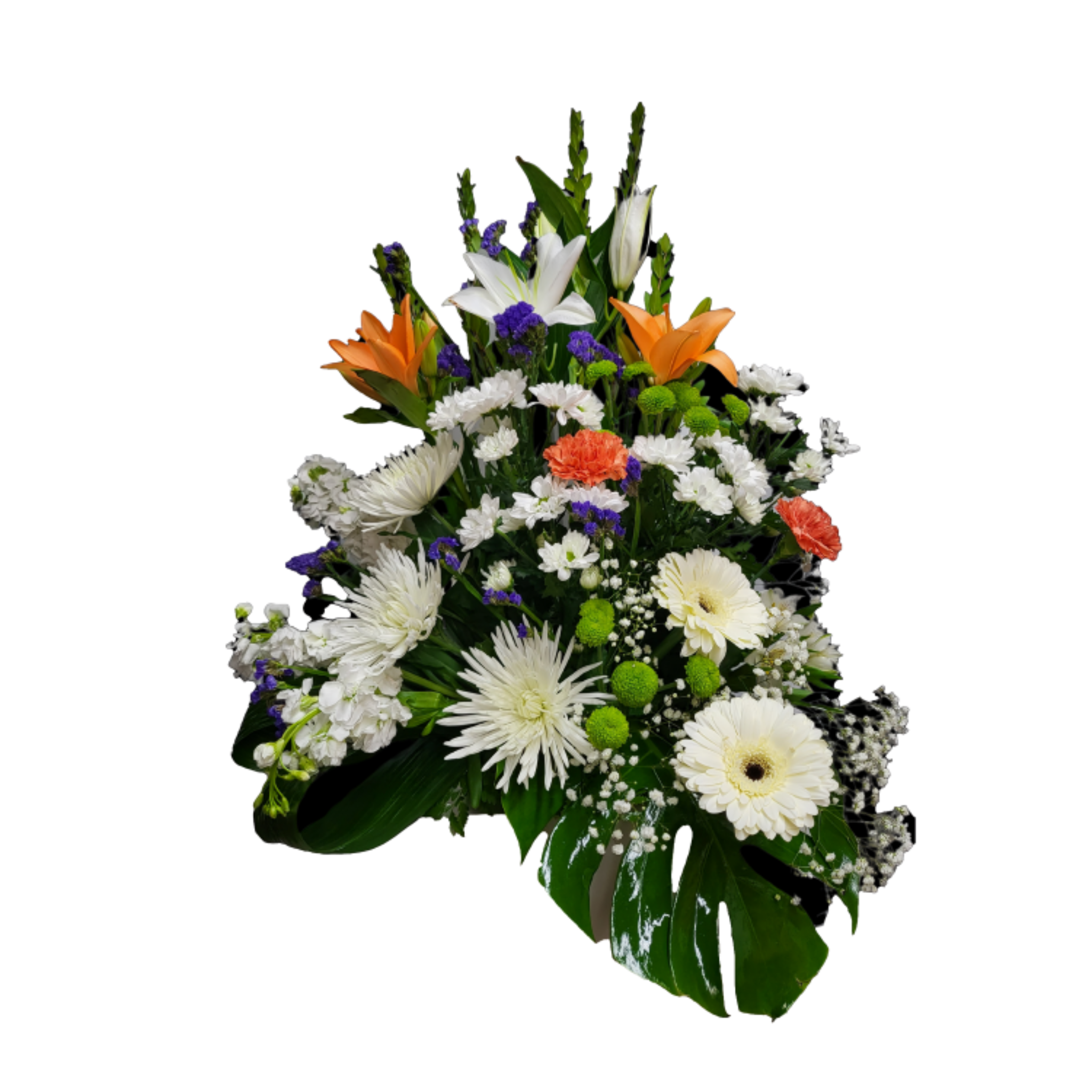 Gerbe Florale Éclatante et Harmonieuse – Touche d’Orange - Référence 24C418