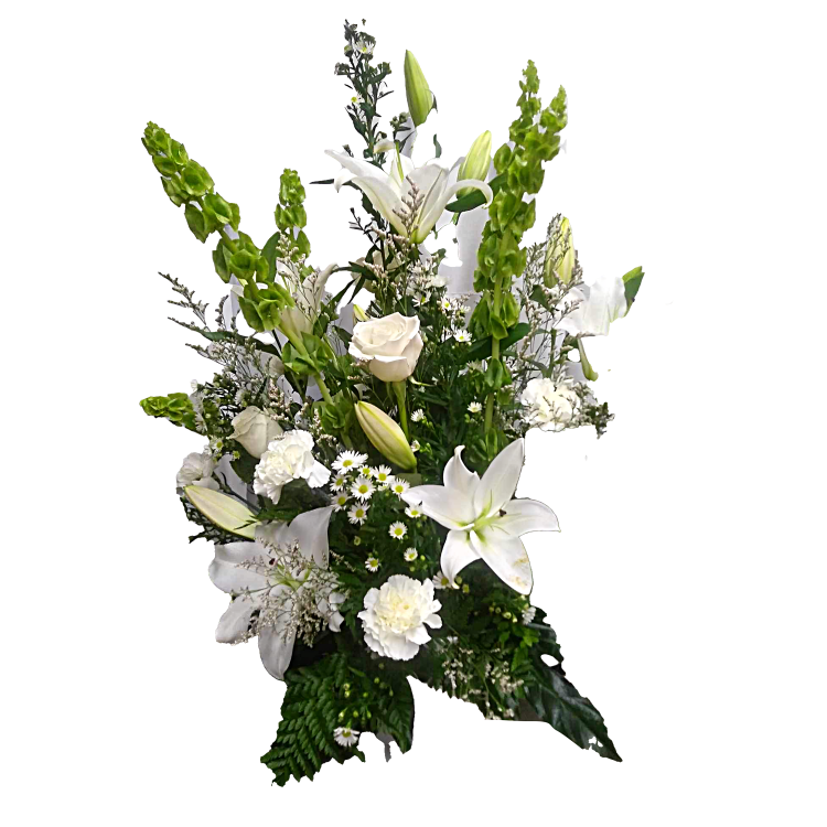 Gerbe Florale d’Hommage – Bouquet Blanc et Vert - Référence 24C08 