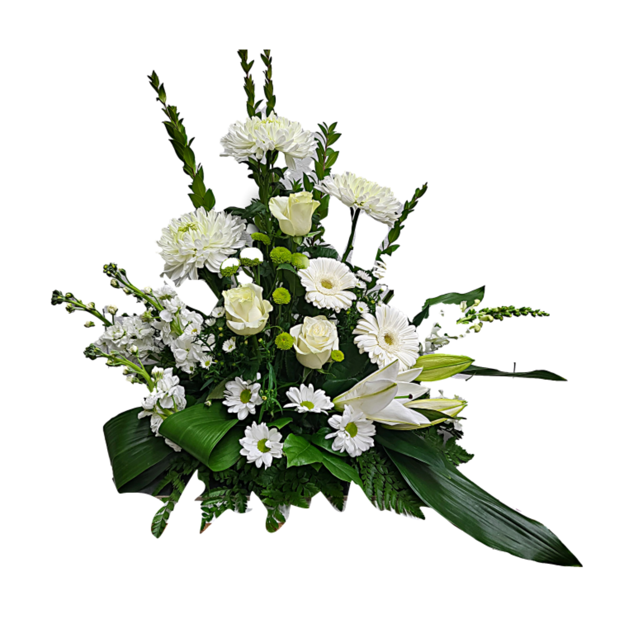 Gerbe Florale en Blanc pour un Hommage Tout en Sérénité – Blanc Pur - Référence 24C402