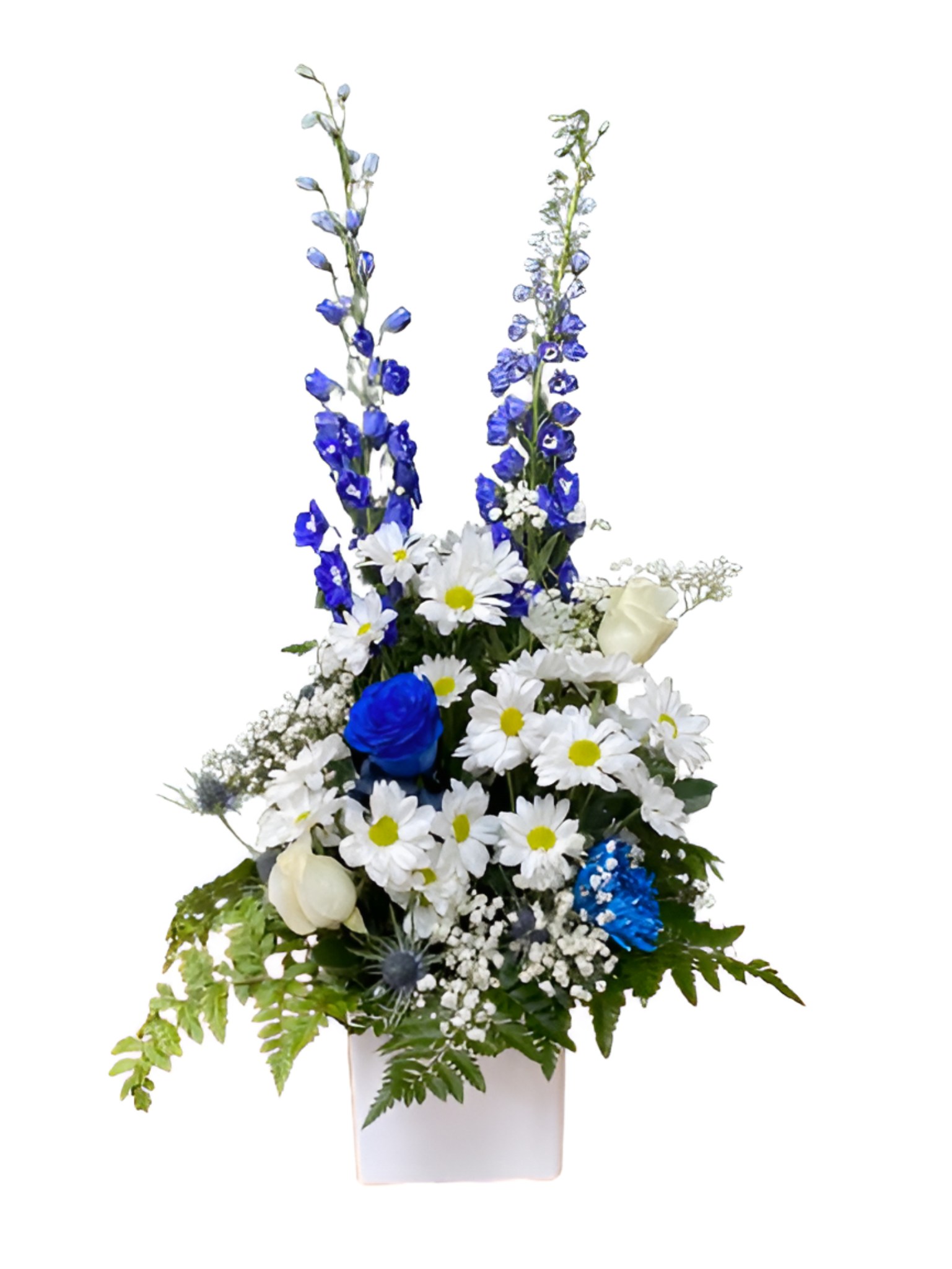 Gerbe Florale en Bleu et Blanc pour un Hommage Apaisant – Harmonie Céleste - Référence 24C401