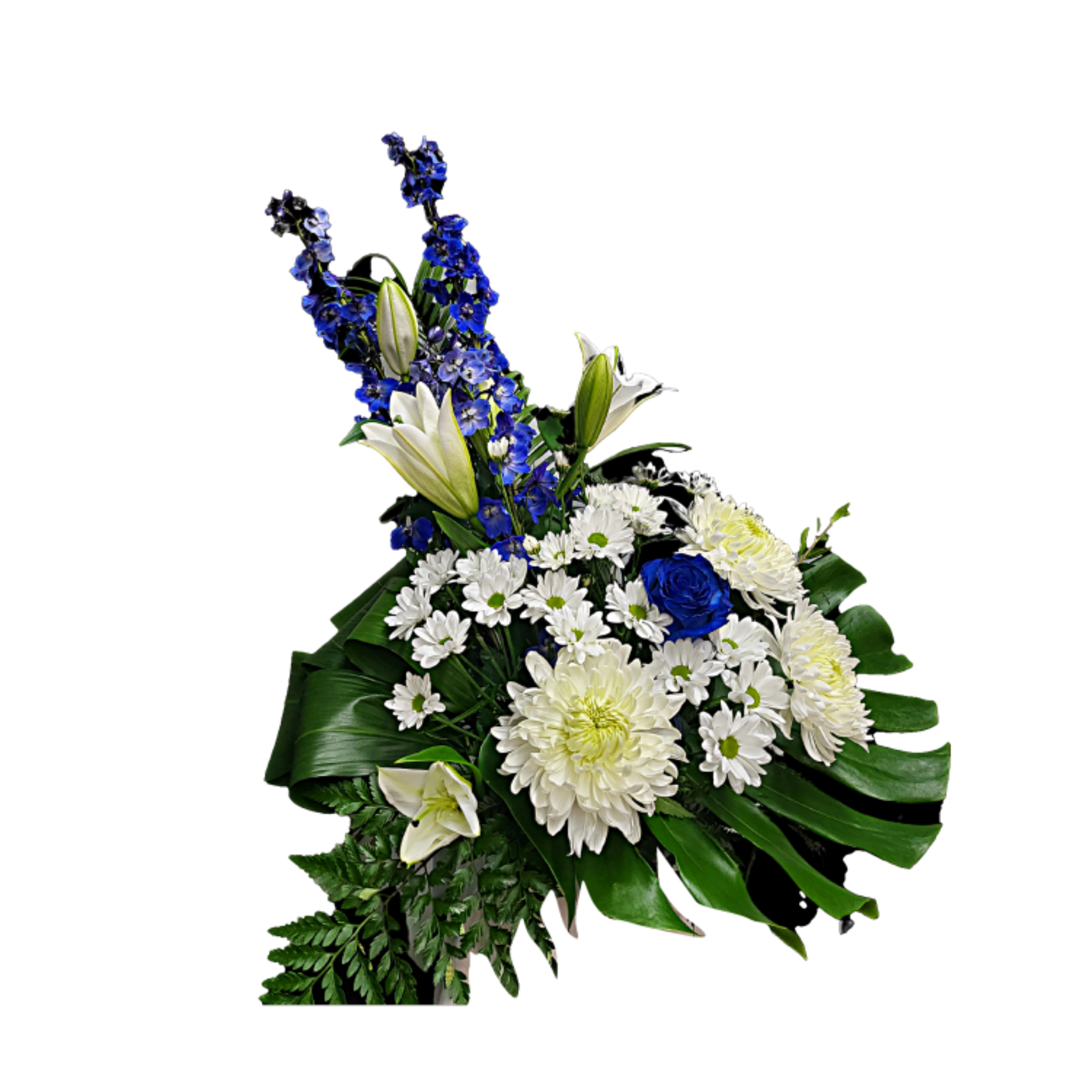 Gerbe Florale en Harmonie et Pureté – Élégance Bleu et Blanc - Référence 24C416