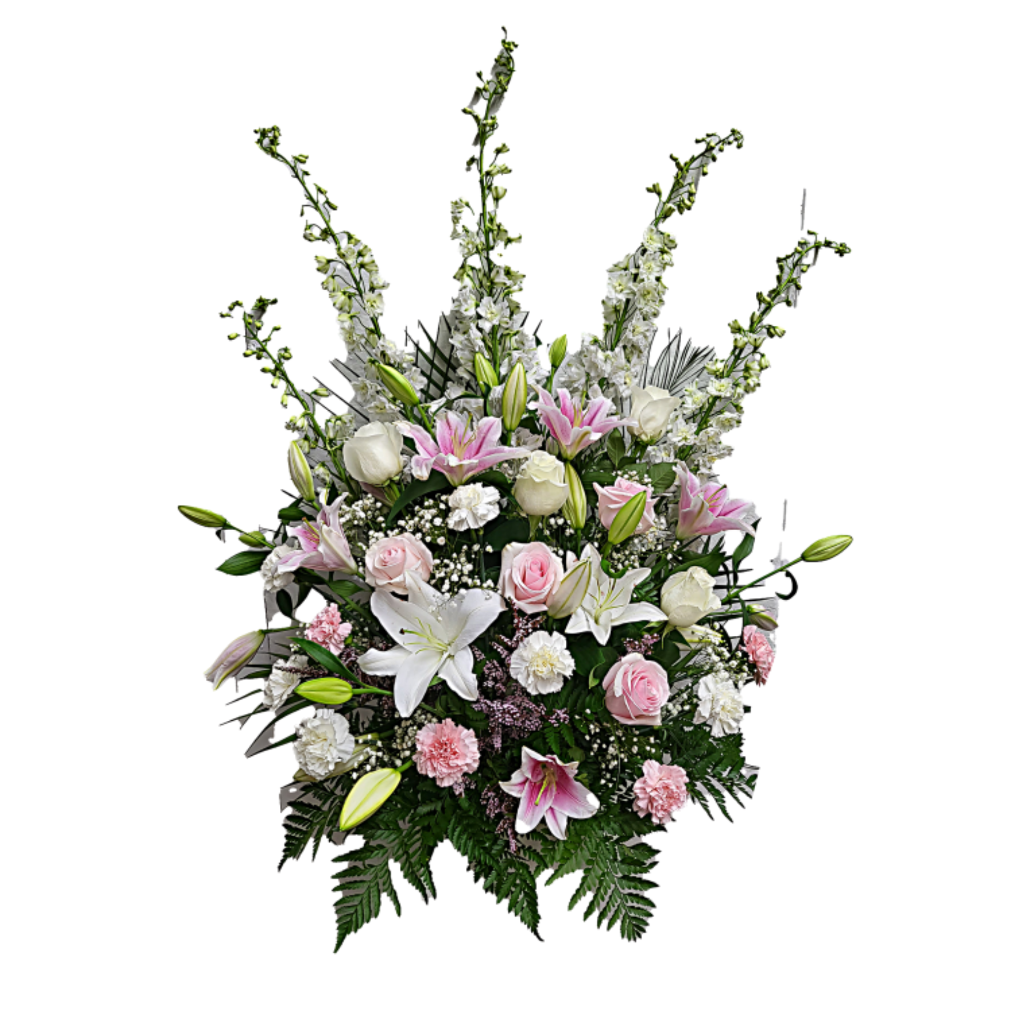 Gerbe Florale en Rose et Blanc pour un Hommage – L'Éclat de Fleurs Doux - Référence 24C05
