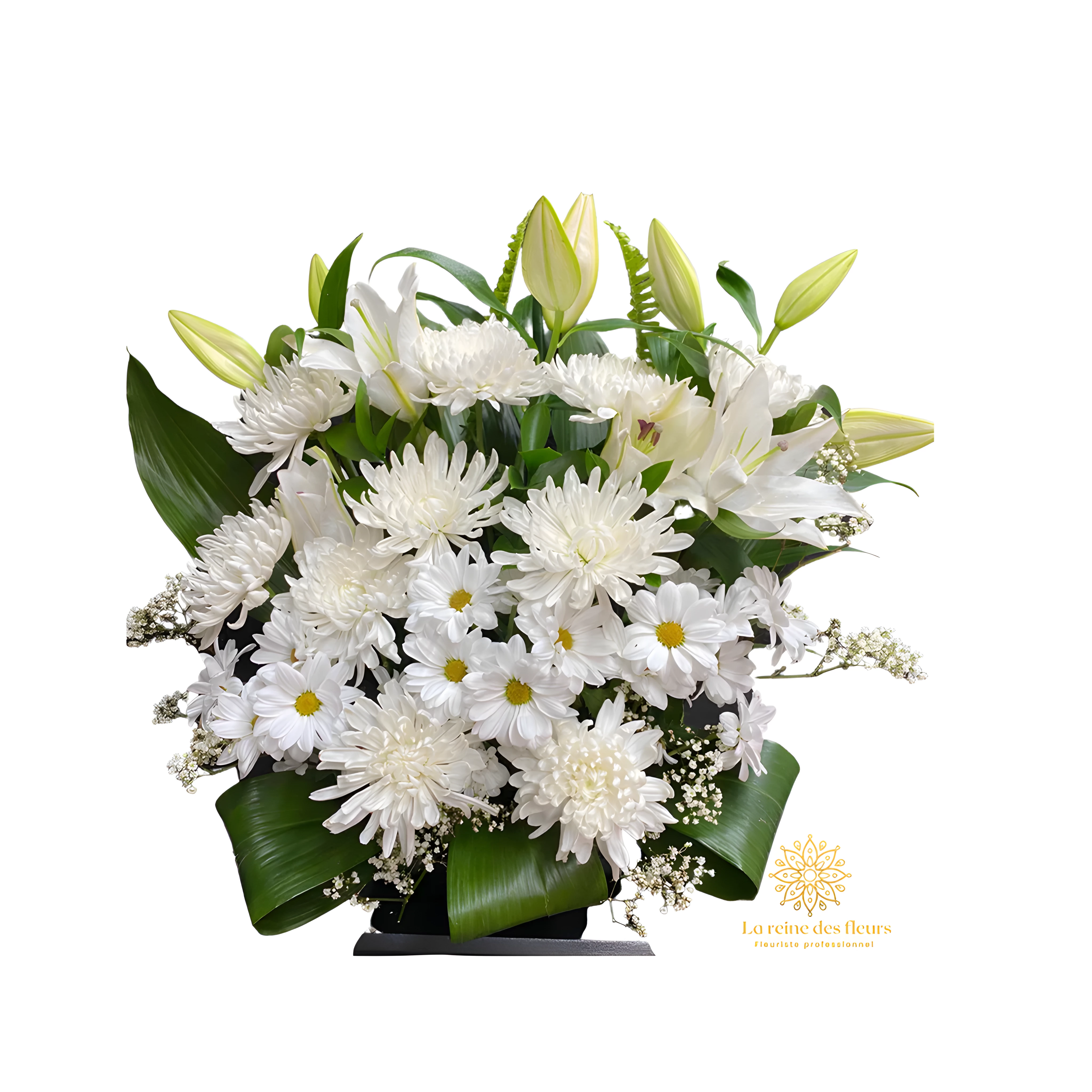 Gerbe Florale – Élégance de Lys, Chrysanthèmes et Marguerites - Référence 22C16