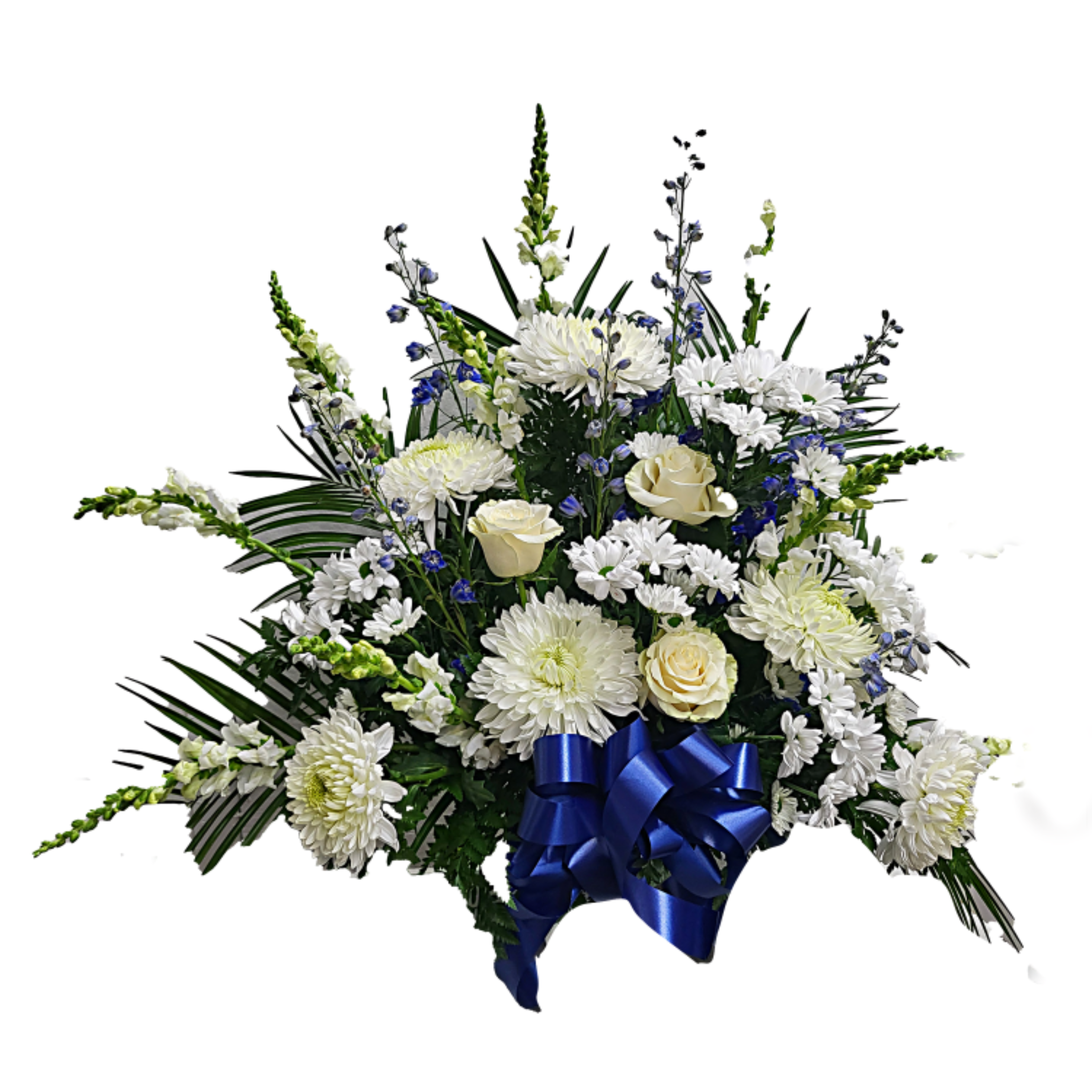 Gerbe Florale Élégante en Blanc et Bleu – Une Touche de Bleu - Référence 24C404