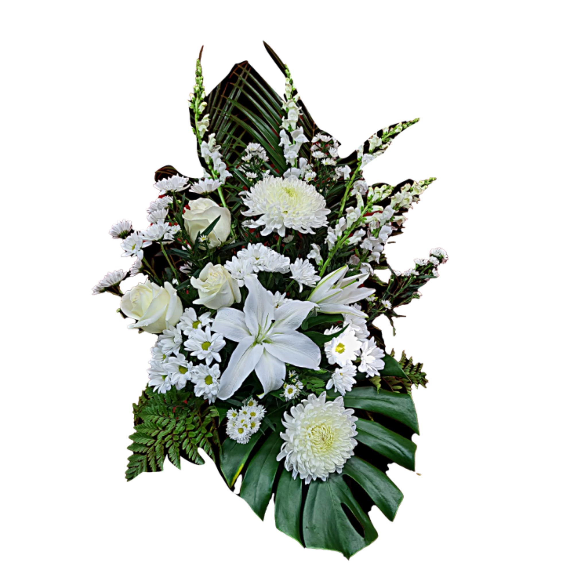 Gerbe Florale Élégante en Blanc pour un Hommage Rempli de Sérénité – Harmonie Blanche - Référence 24C412 