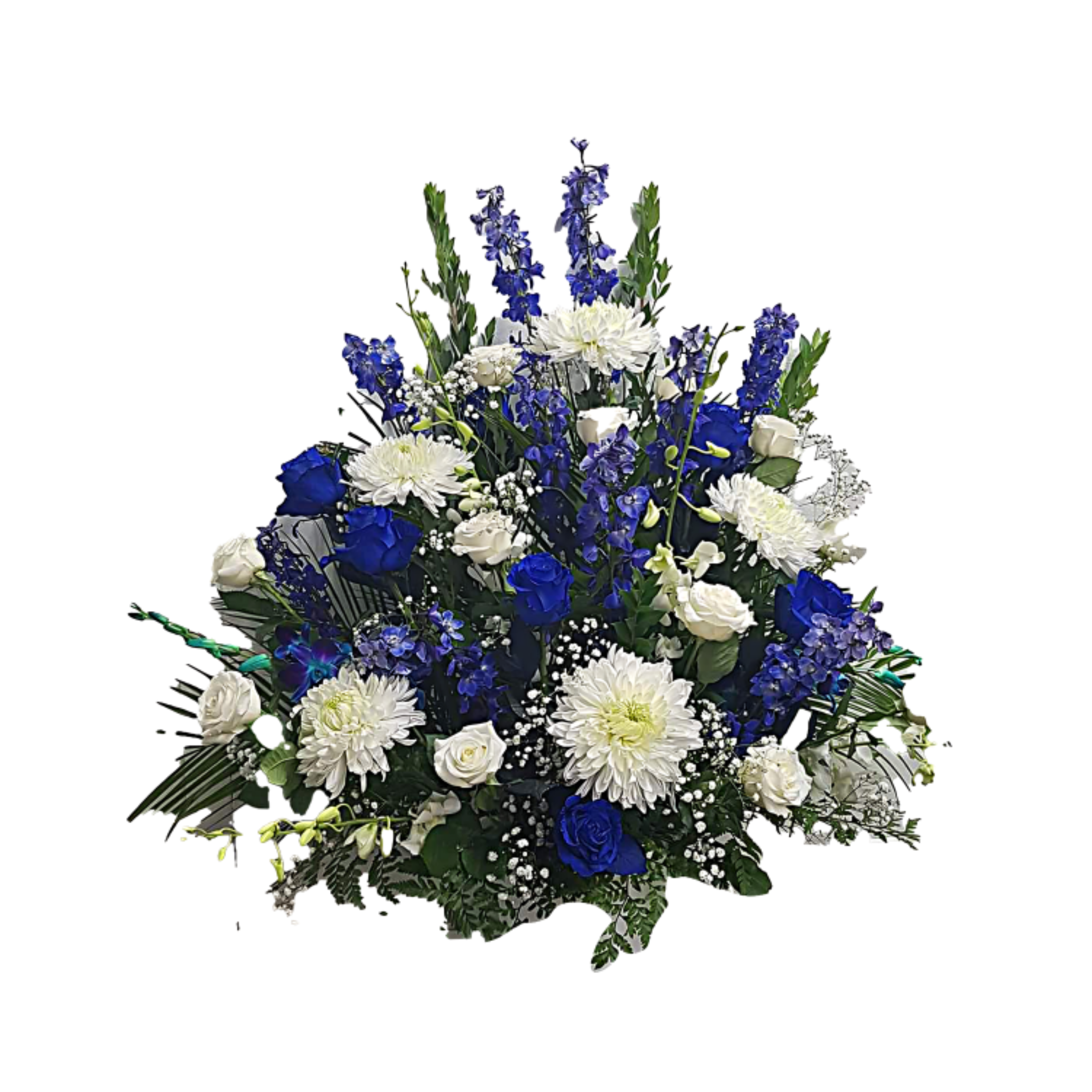 Gerbe Florale Élégante en Bleu et Blanc – Explosion d’Océan - Référence 24C406