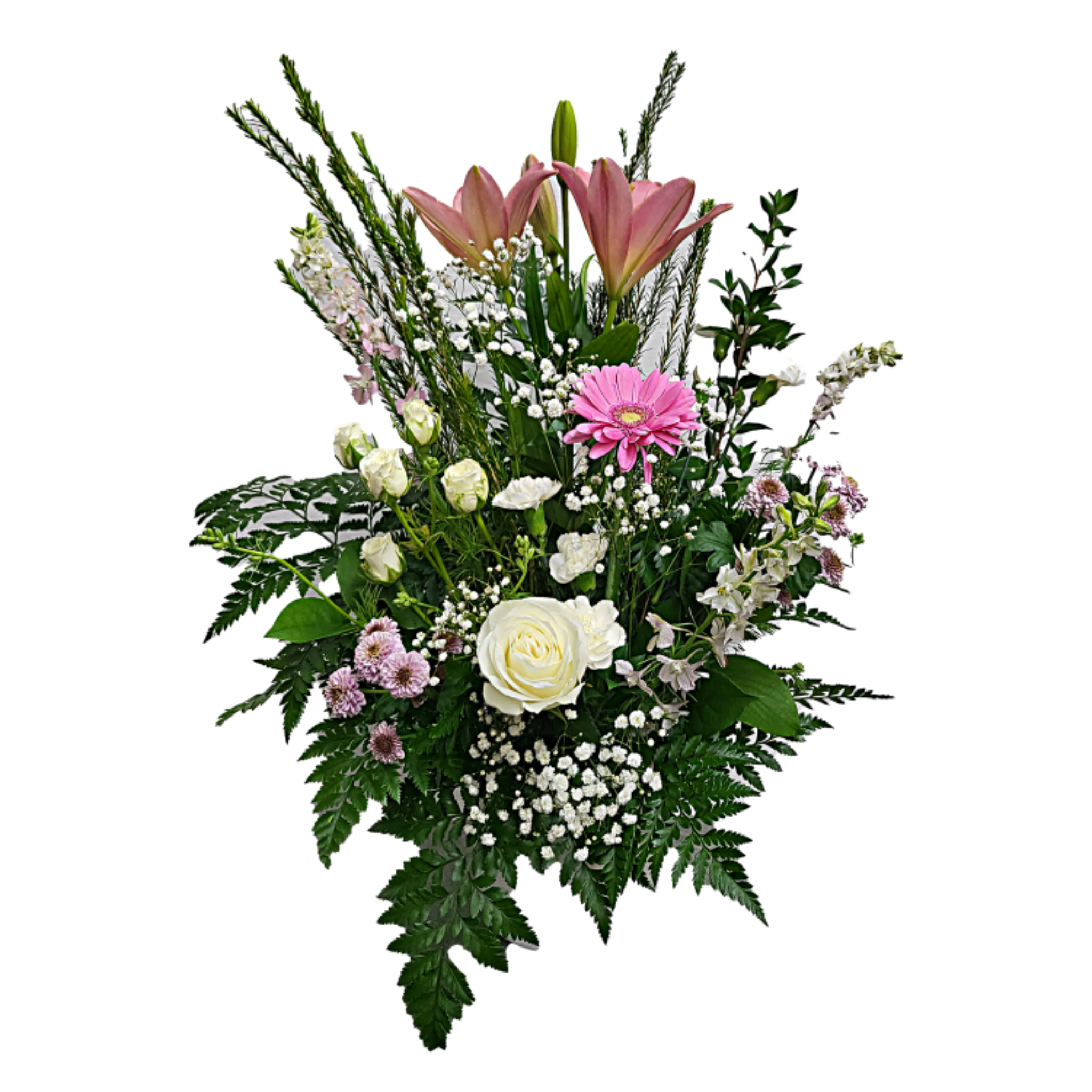 Gerbe Florale Élégante en Rose et Blanc – Arrangement Doux - Référence 24C405