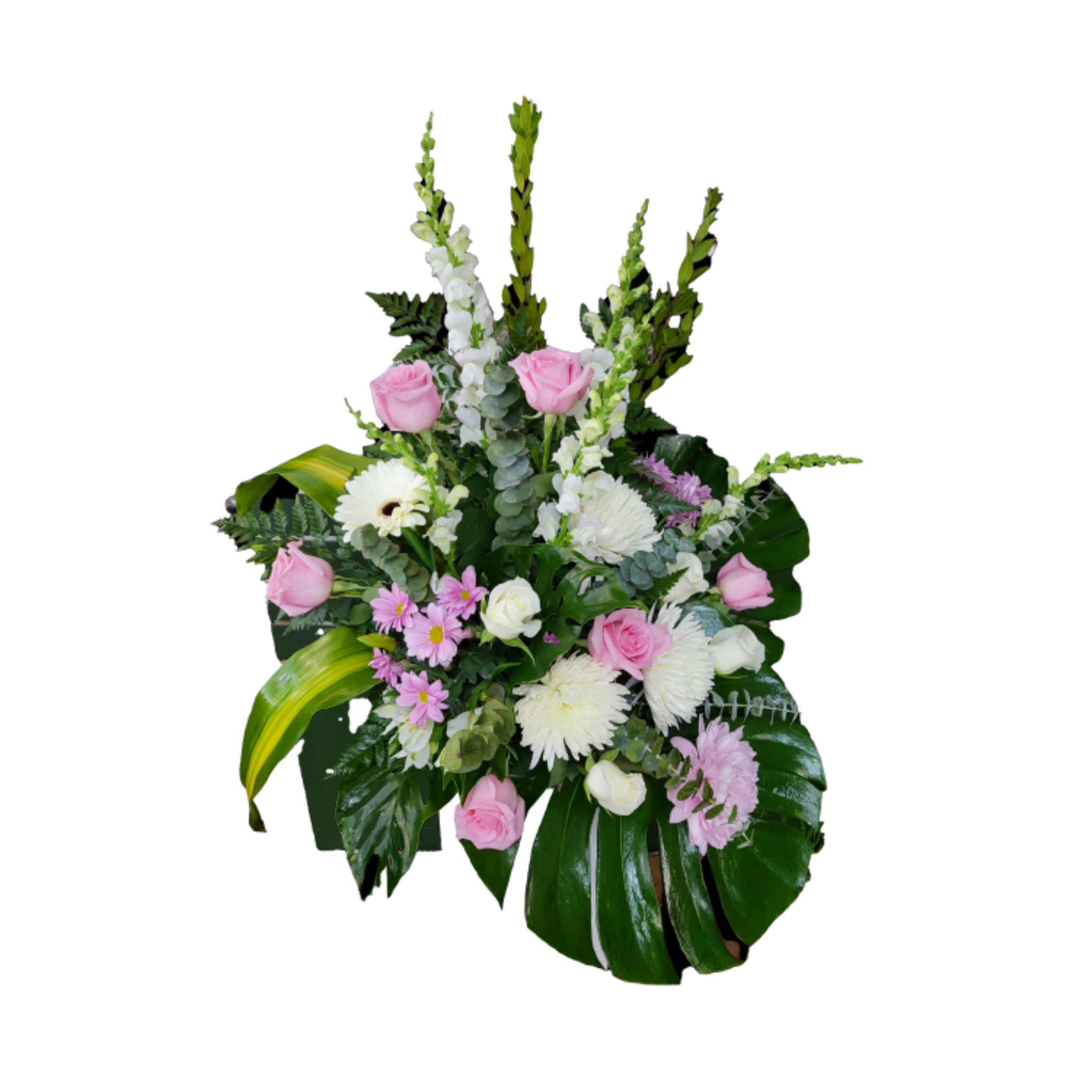 Gerbe Funéraire en Rose et Blanc pour un Hommage Tout en Douceur – Harmonie Florale - Référence 24C410