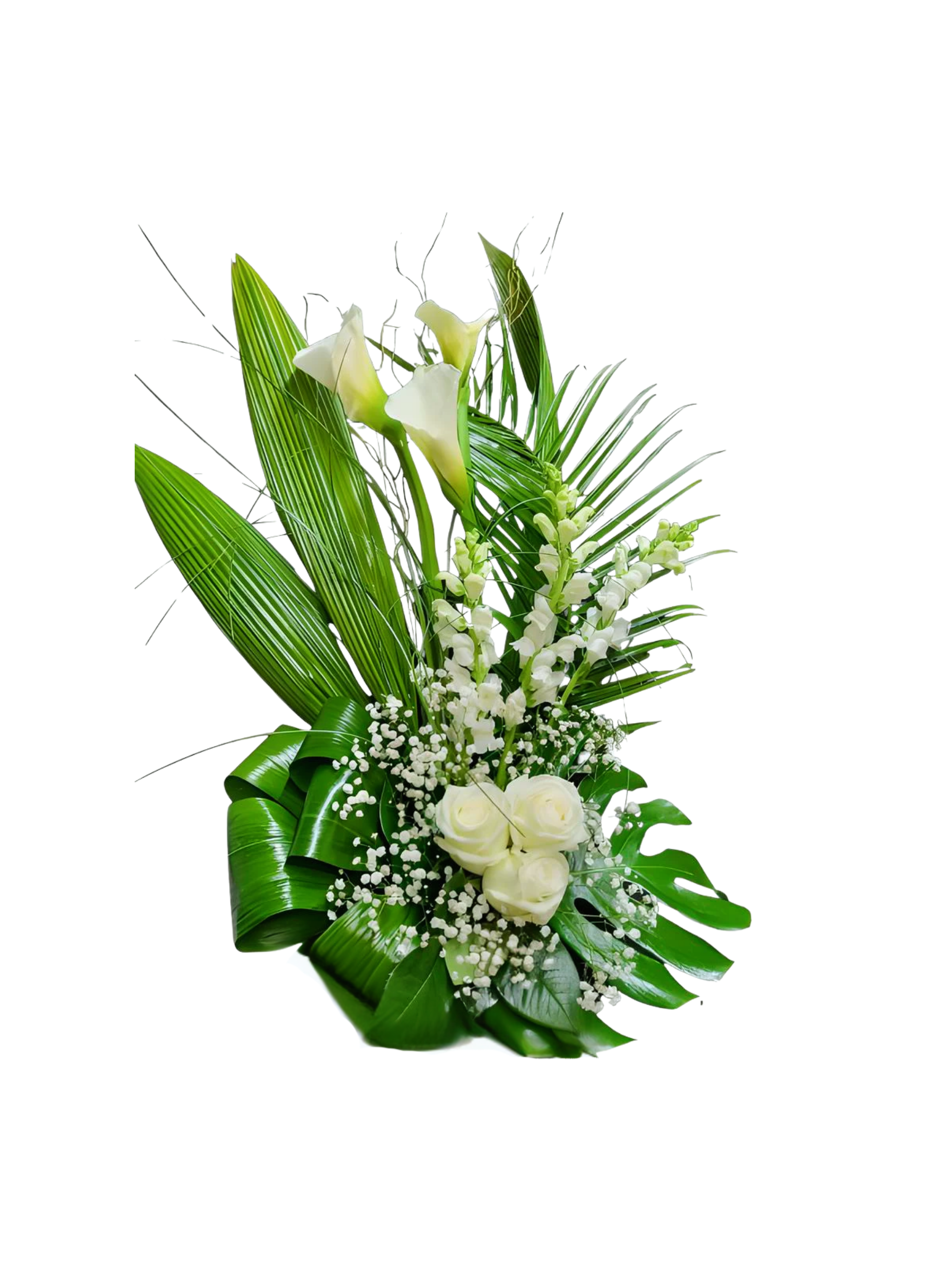 &nbsp; Gerbe Florale – Éclat et Sérénité avec Lys, Chrysanthèmes Fuji et Gerberas - Référence RDF-C620 
