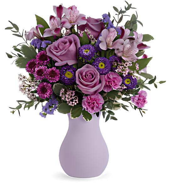 Harmonie Champêtre – Bouquet de Roses & Hydrangées en Vase Move – Référence RDF-TEV61 La Reine Des Fleurs 