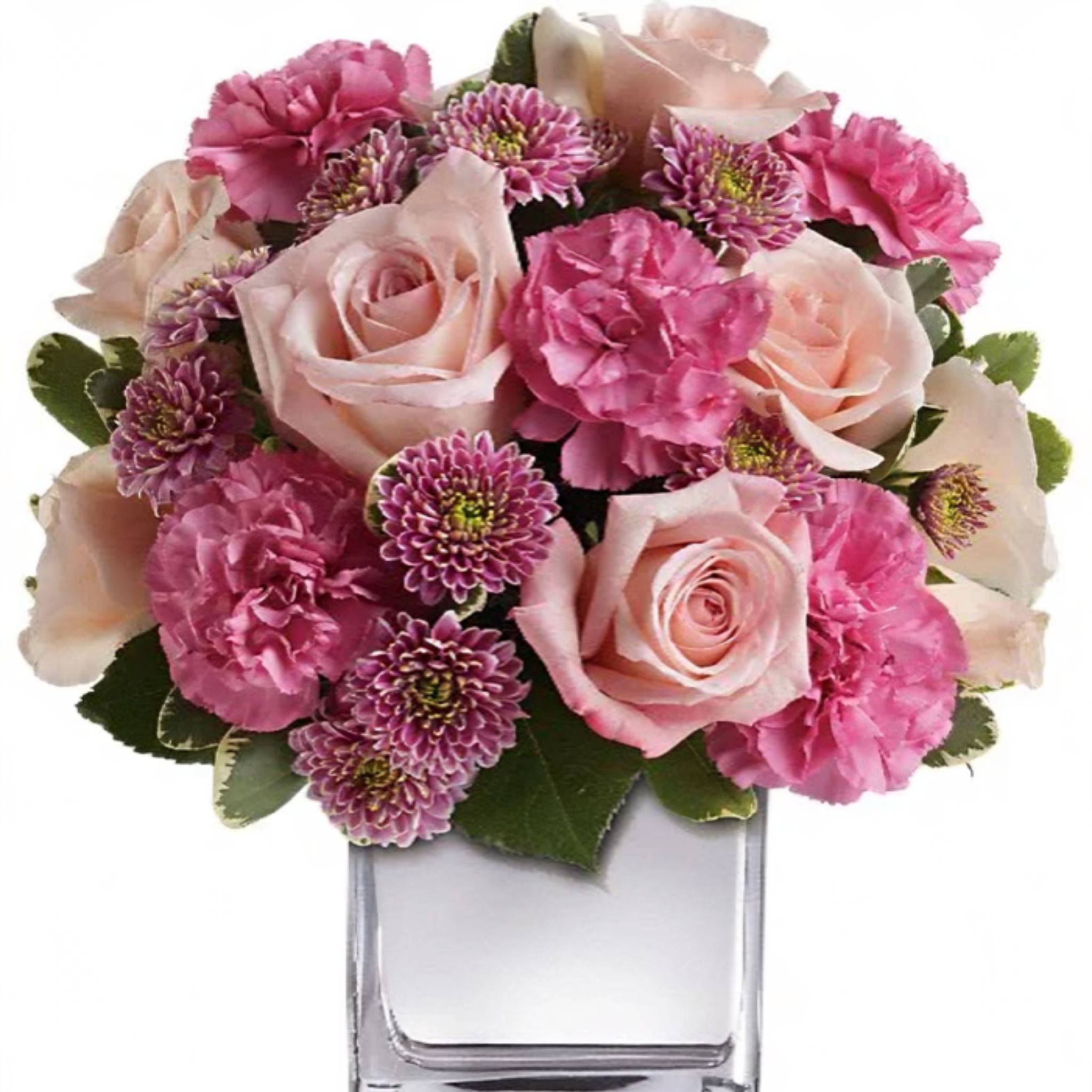 Harmonie Cubique – Bouquet Rosé & Vase Design