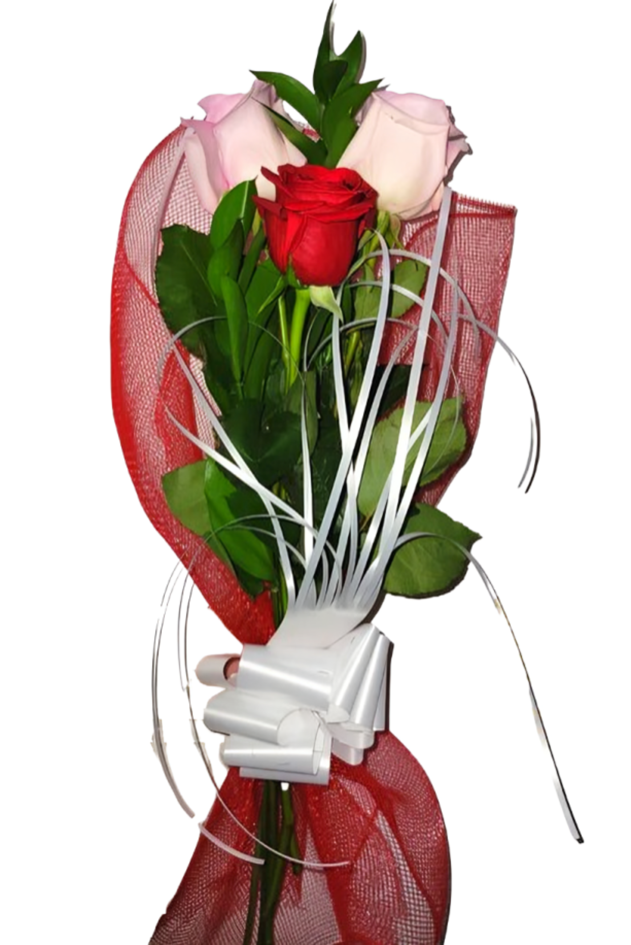 Trio d'Émotions – Trois Roses aux Couleurs Assorties – Référence Bouquet Trois Roses