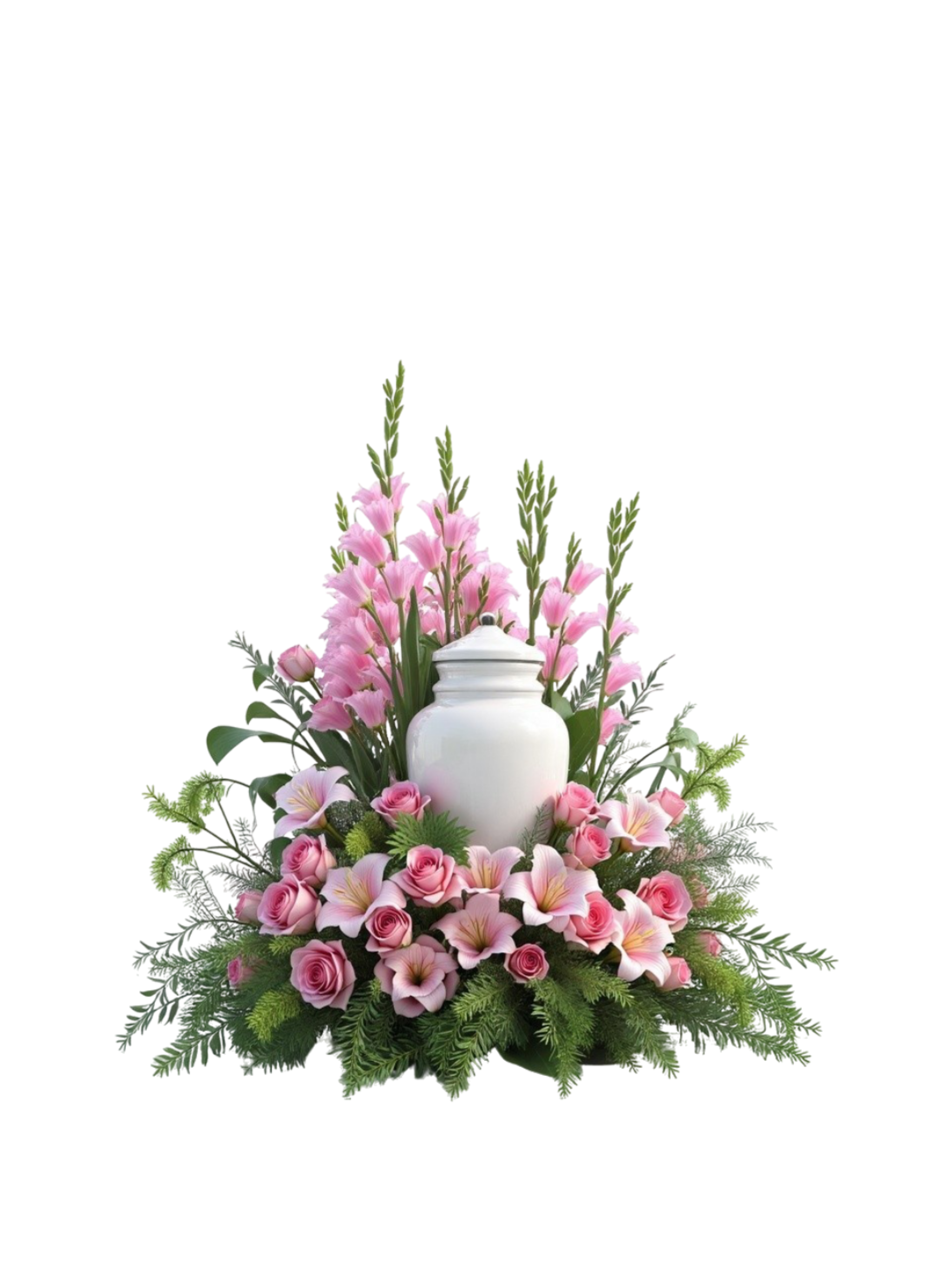 Base d’Urne avec Oiseaux de Paradis et Marguerites – Hommage Tropical – Référence 24CU201