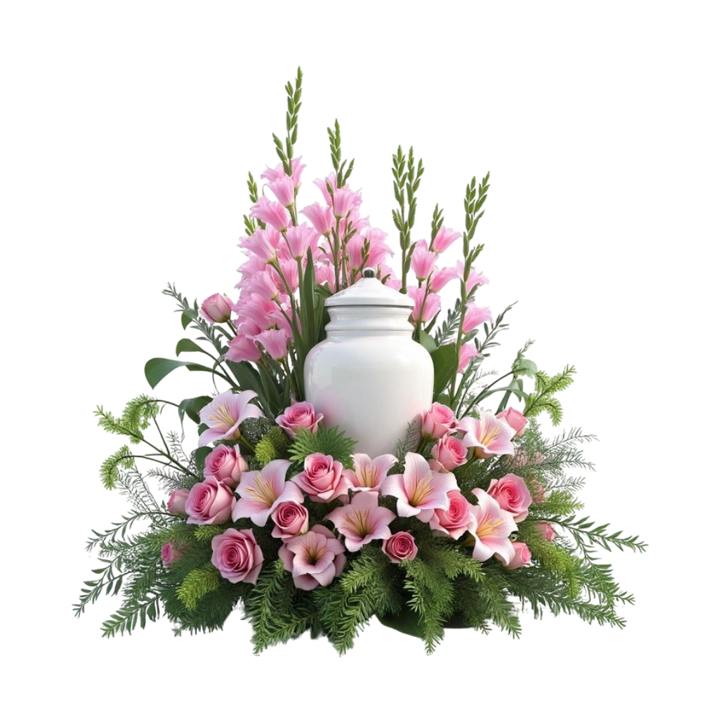 Base d’Urne Hommage – Base Florale Rose pour Urne Funéraire – Référence T280-4A
