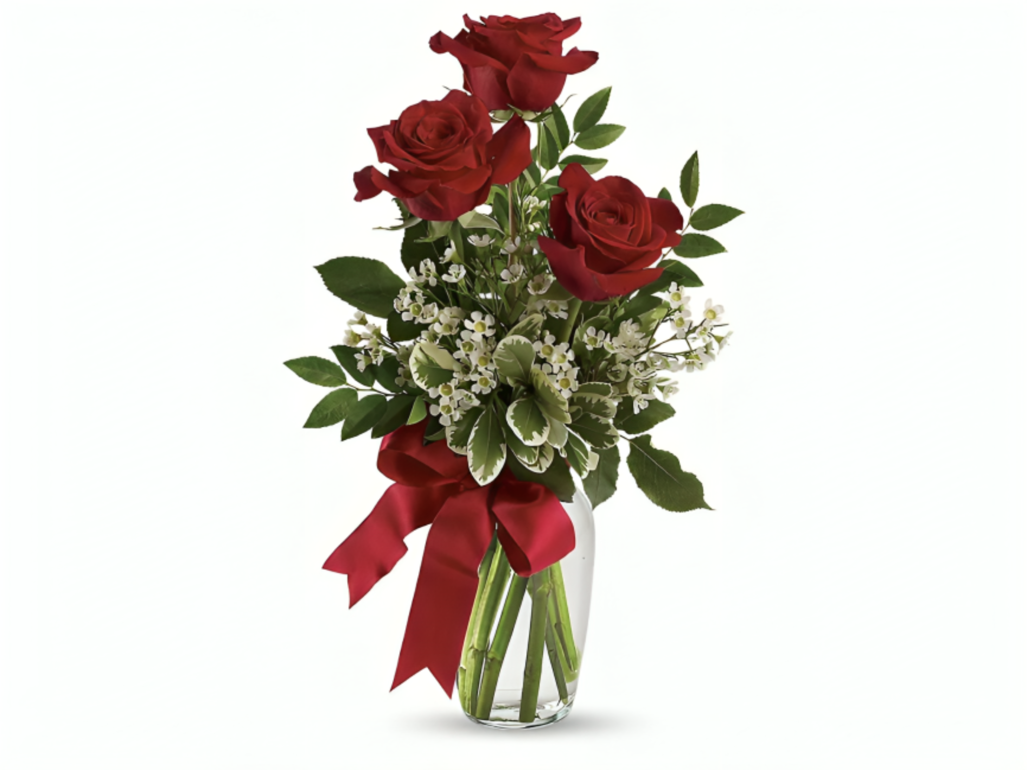 Élégance en Trois Roses – Douce Attention – Référence Vase de trois roses