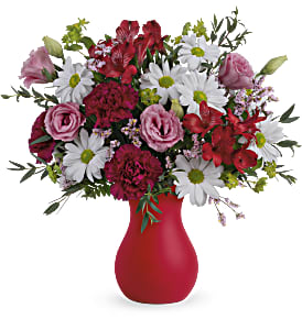 RDF-TEV61-Bouquet élégant dans vase rouge