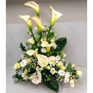 Composition florale blanche (Calla)